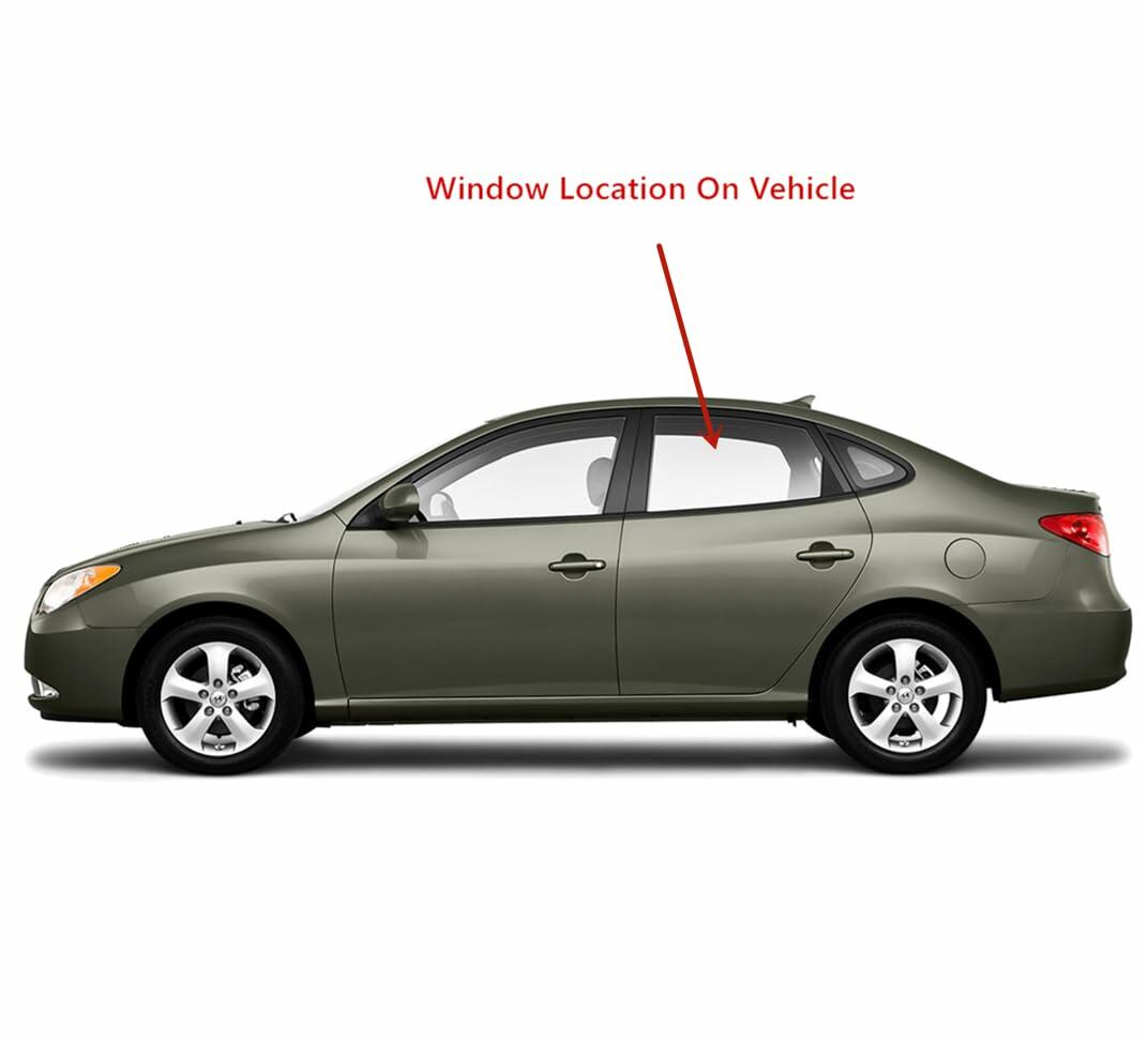 Driver Left Side Rear Door Window Door Glass Compatible with Hyundai Elantra 4 Door Sedan 2007-2010 Models