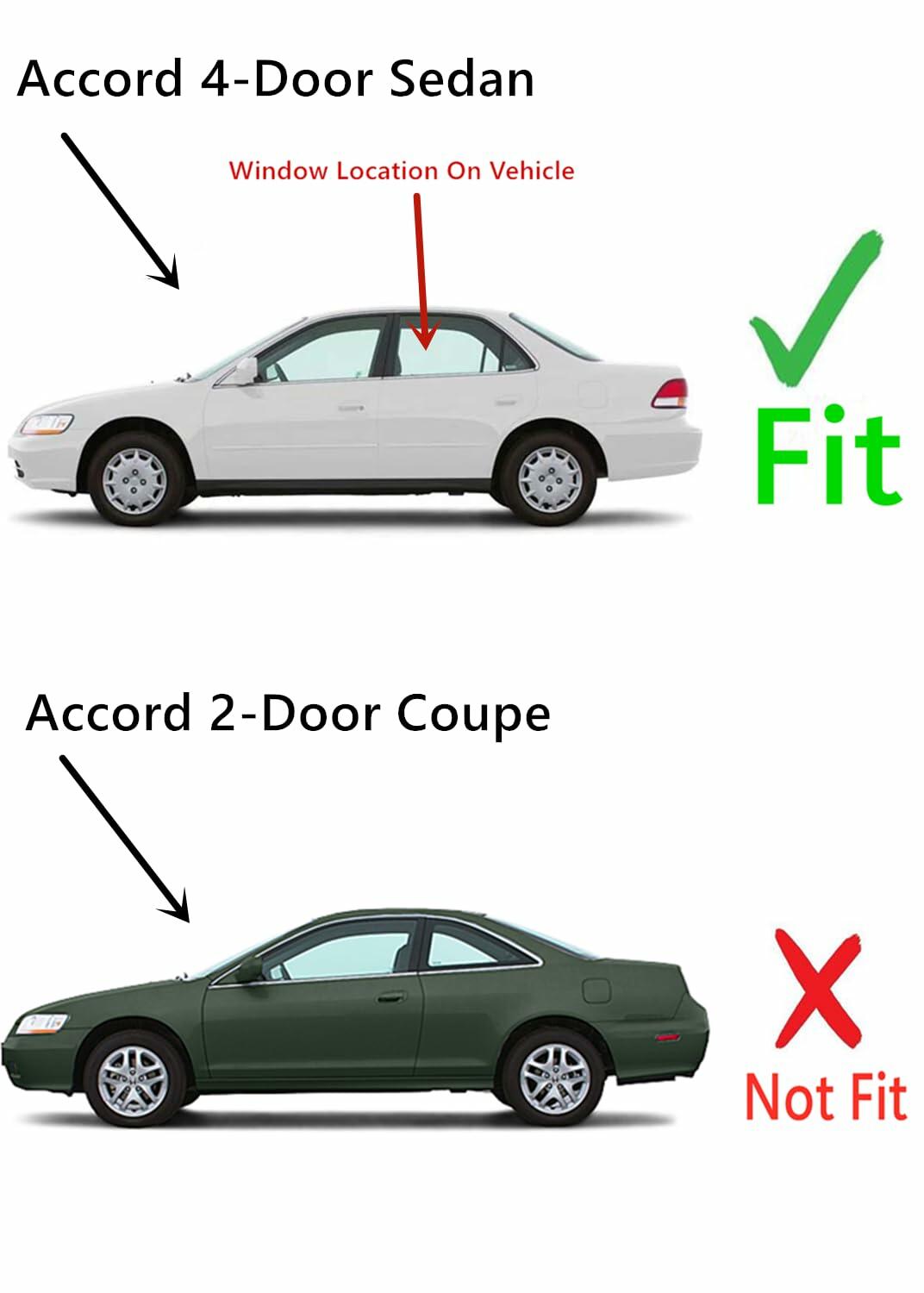 Tempered Passenger Right Side Rear Door Window Door Glass Compatible with Honda Accord 4-Door Sedan 1998-2002 Models
