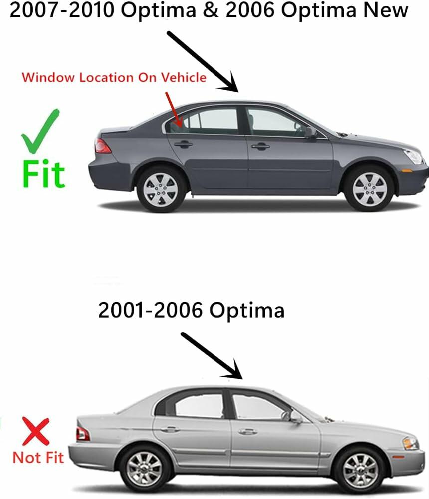 Passenger Right Side Rear Vent Window Vent Glass Compatible with Kia Optima 2007-2010 Models