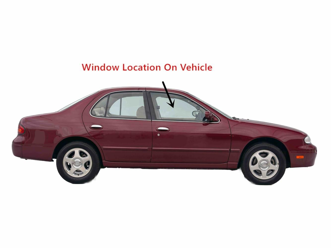 Passenger Right Side Front Door Window Door Glass Compatible with Nissan Altima 4 Door Sedan 1993-1997 Models