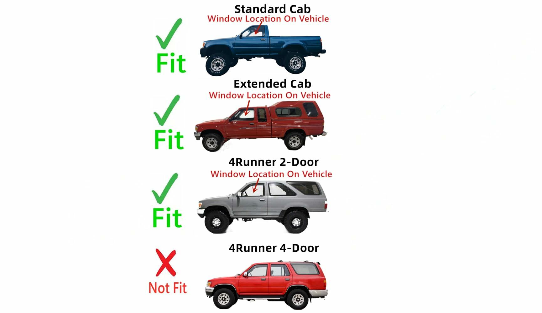 Driver Left Side Front Door Window Door Glass without VENT Style Compatible with Toyota Pickup Truck 1989-1995 / 4runner 1990-1991 Models