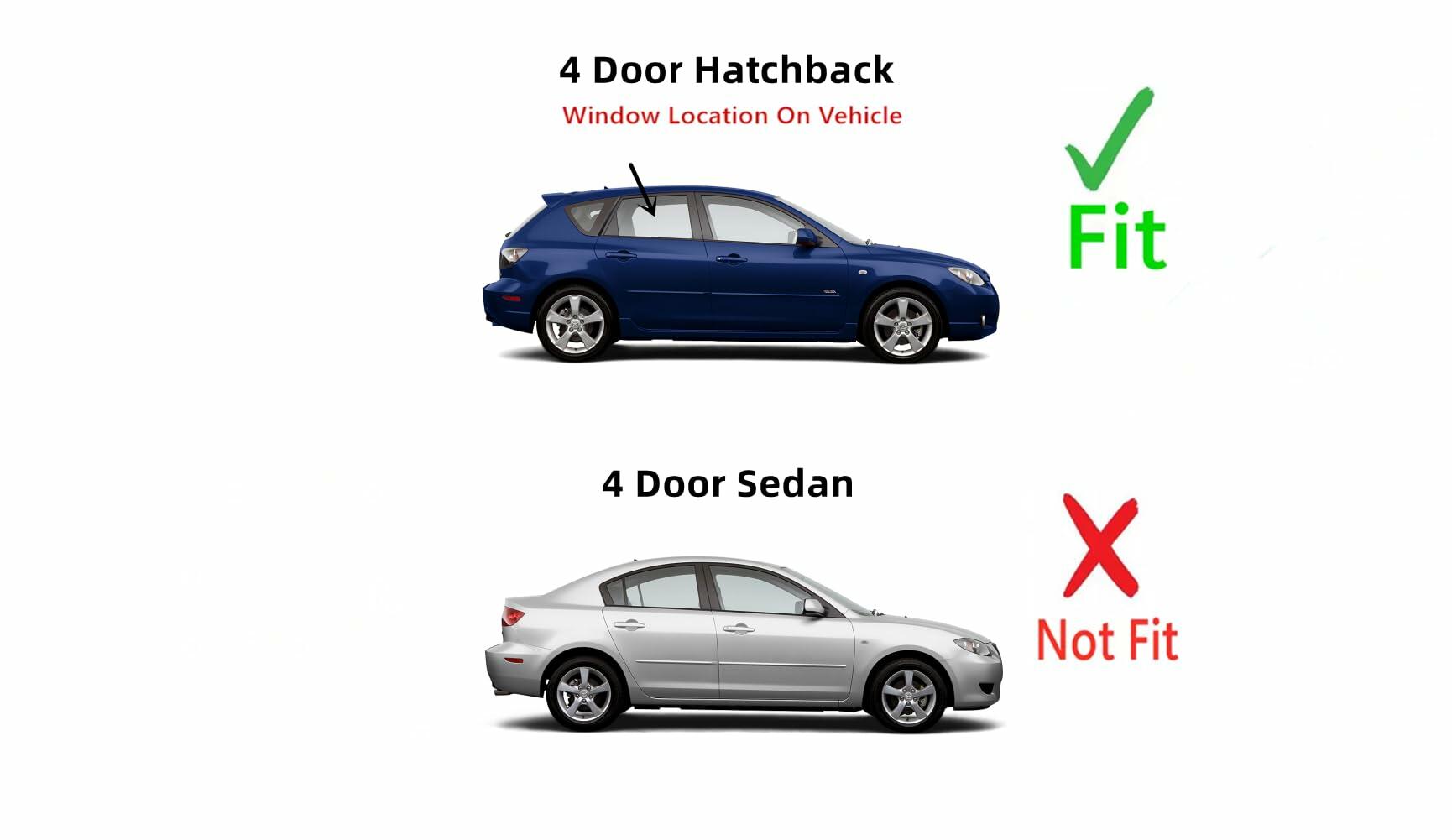 Passenger Right Side Rear Door Window Door Glass Compatible with Mazda 3 2004-2009 4 Door Hatchback Models