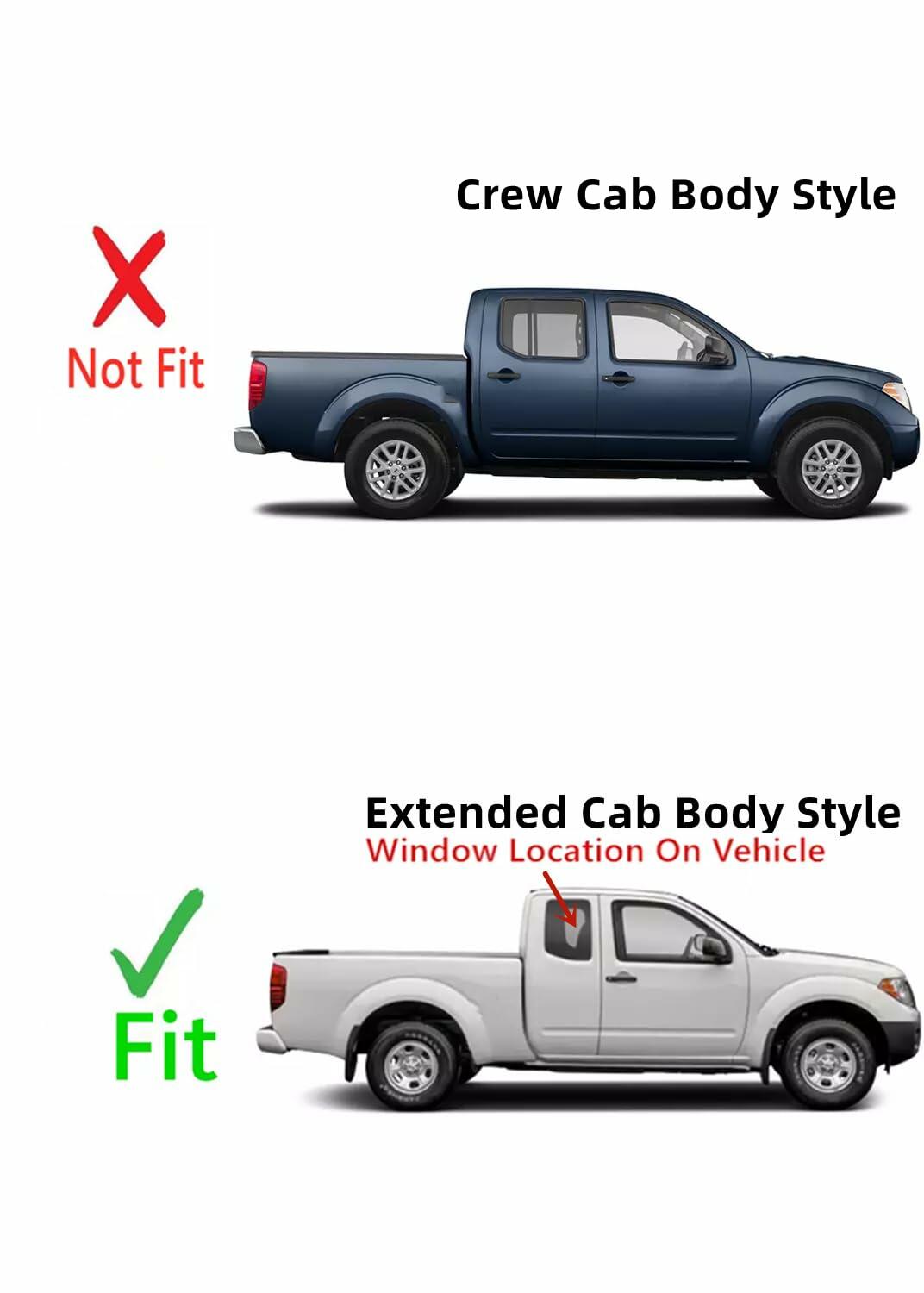 Passenger Right Side Rear Quarter Window Quarter Glass Compatible with Nissan Frontier Pickup 2005-2021 /Suzuki Equator 2009-2012 2 Door Extended Cab Models