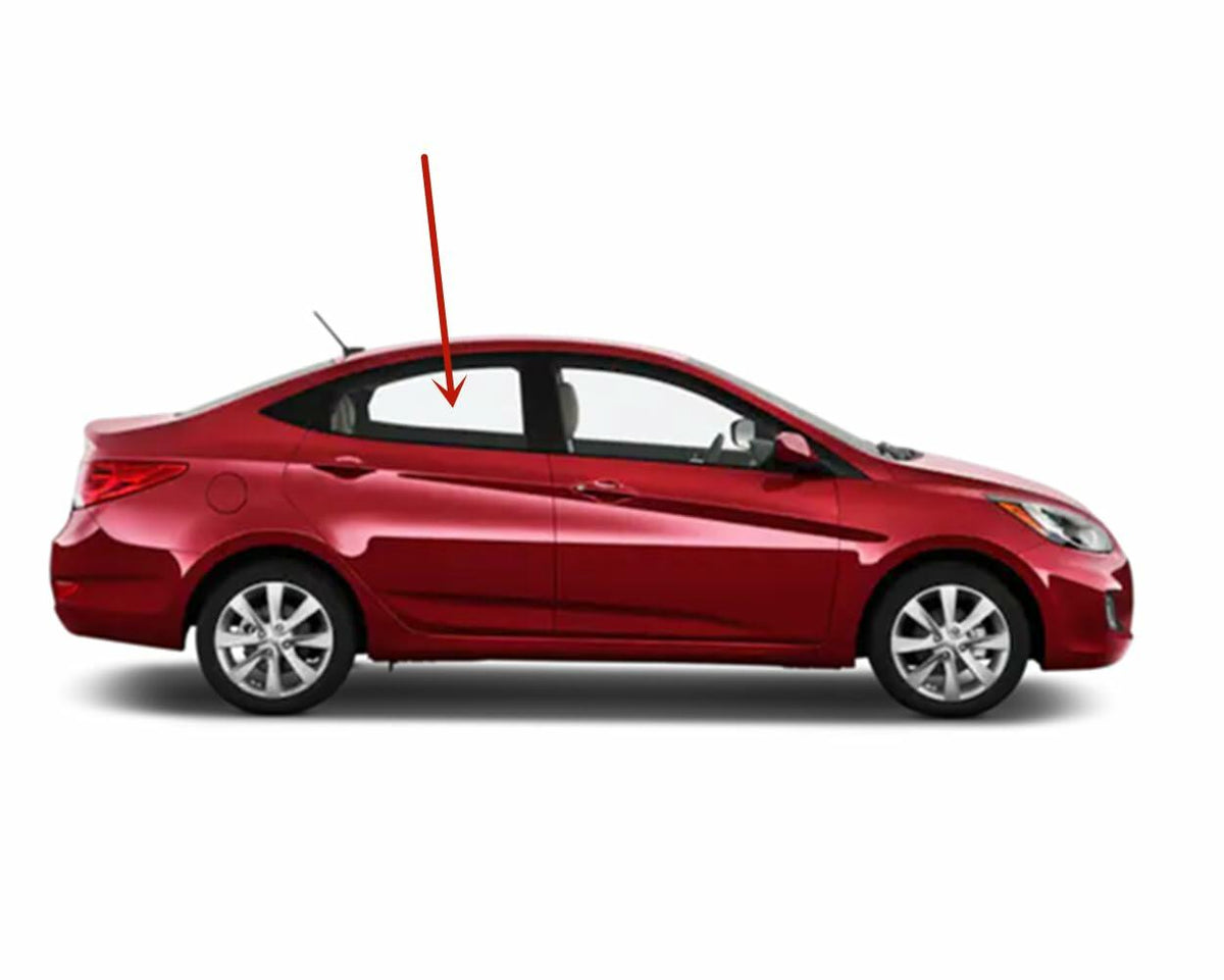 Tempered Passenger Right Side Rear Door Window Door Glass Compatible with Hyundai Accent 4 Door Sedan 2012-2017 Models