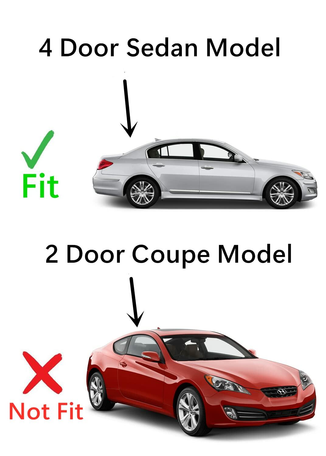 Tempered Passenger Right Side Rear Door Window Door Glass Compatible with Hyundai Genesis 4 Door Sedan 2009-2014 Models