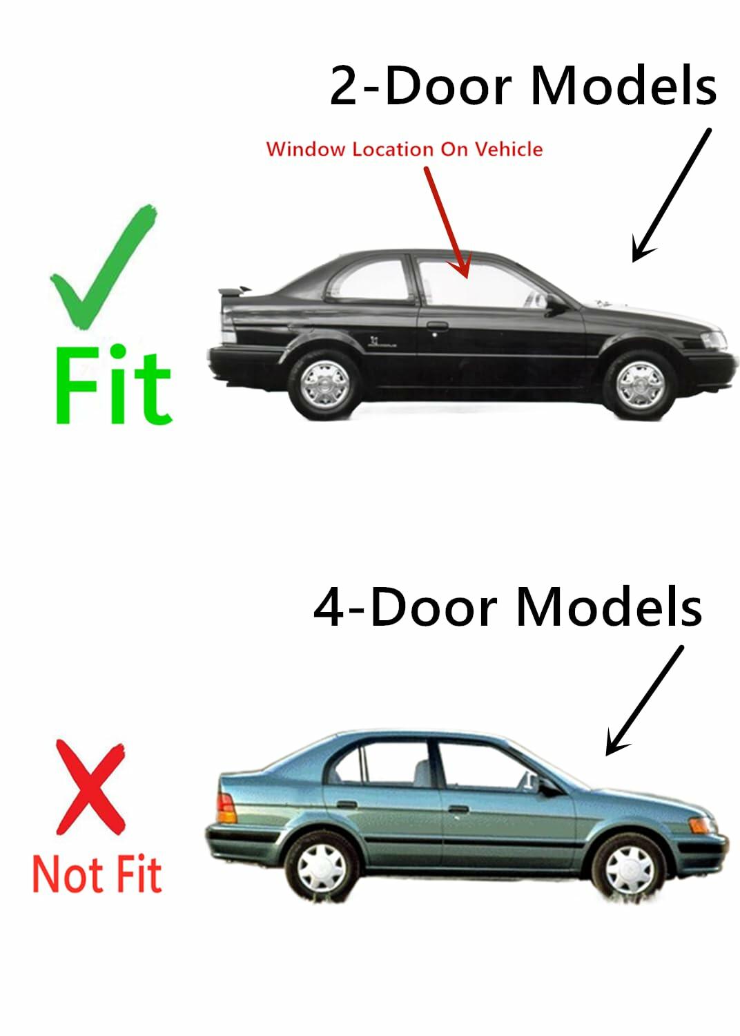 Passenger Right Side Door Window Door Glass Compatible with Toyota Tercel 2 Door Sedan 1995-1998 Models