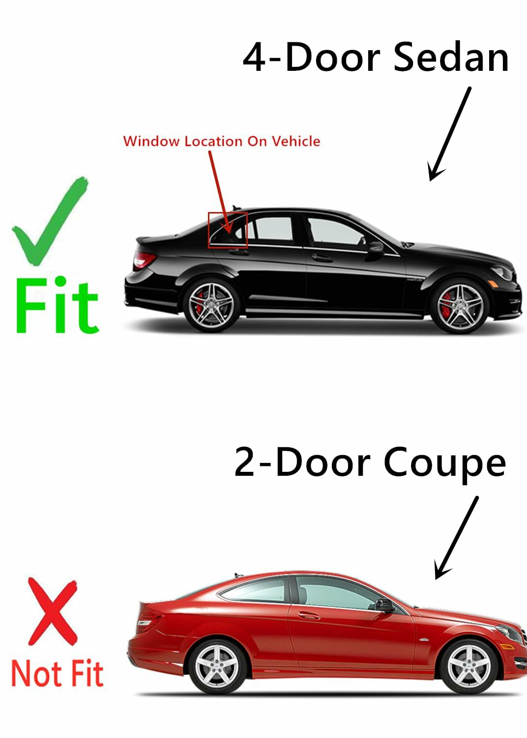Passenger Right Side Rear Vent Window Vent Glass Compatible with Mercedes Benz C250 / C300 / C350 / C63 AMG 4 Door Sedan 2012-2014 Models