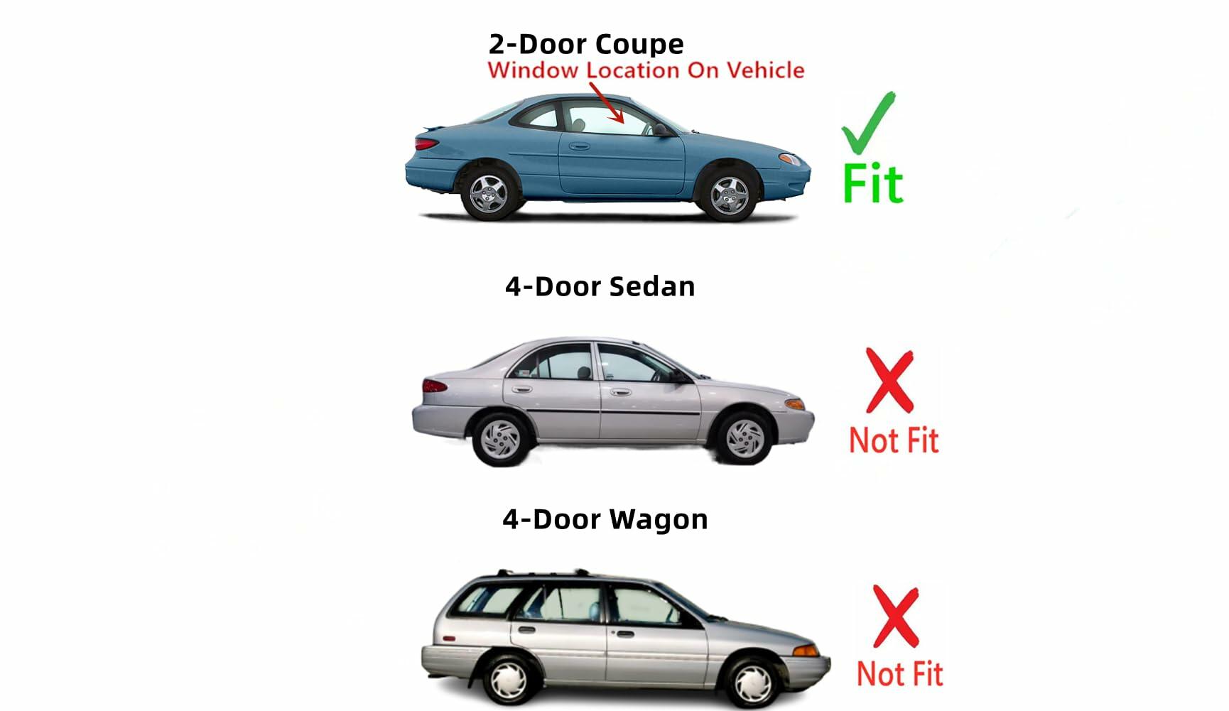 Passenger Right Side Door Widow Glass Compatible with Ford Escort 1998-2003 Models / ZX2 2001-2003 2 Door Coupe