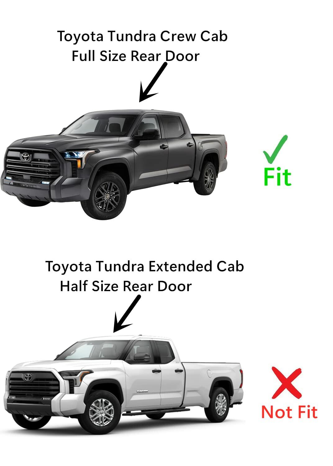 Tempered Driver Left Side Rear Door Window Door Glass Compatible with Toyota Tundra Pickup 4 Door Crew Cab 2022-2025 Models