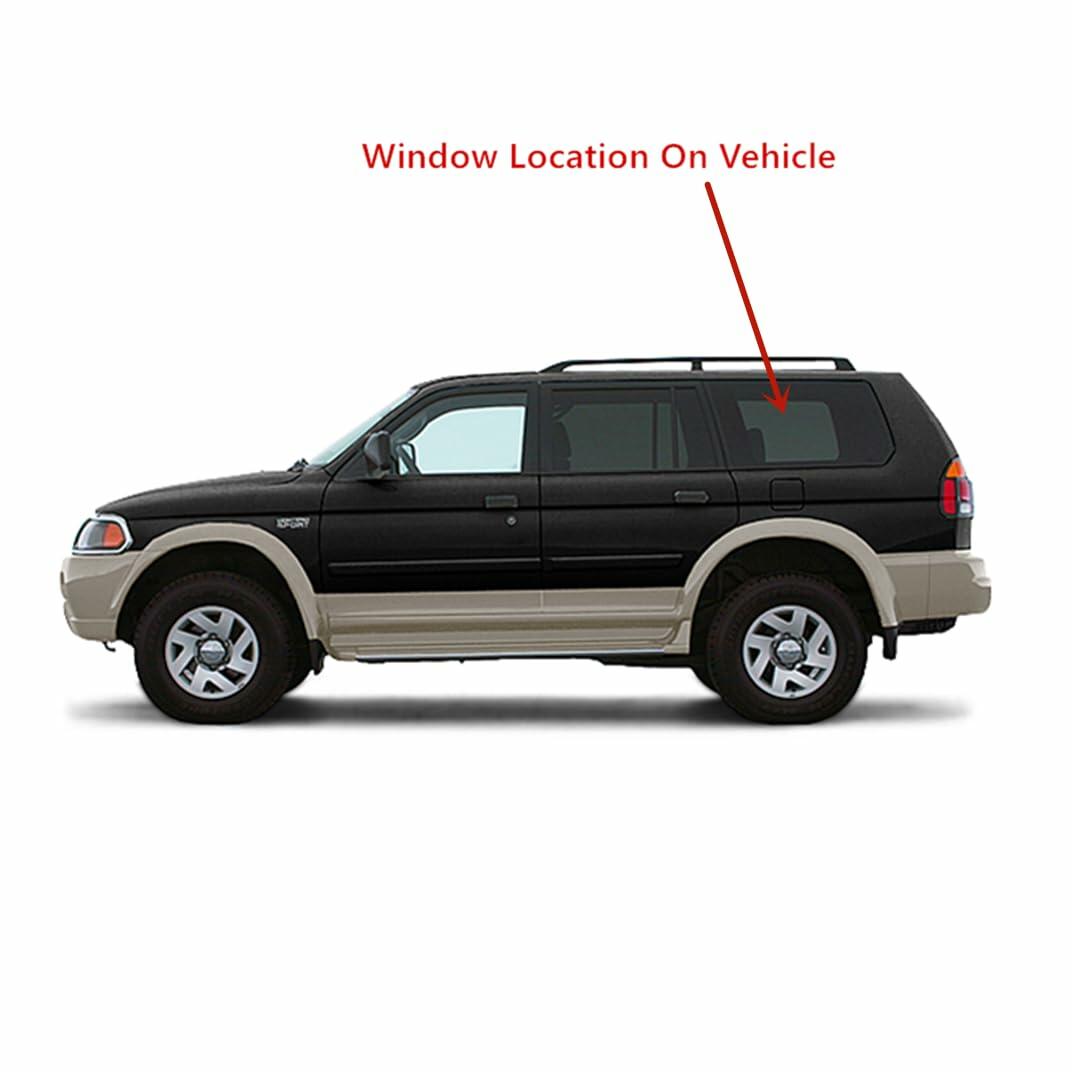 Driver Left Side Rear Quarter Window Quarter Glass Compatible with Mitsubishi Montero Sport 1997-2007 Models