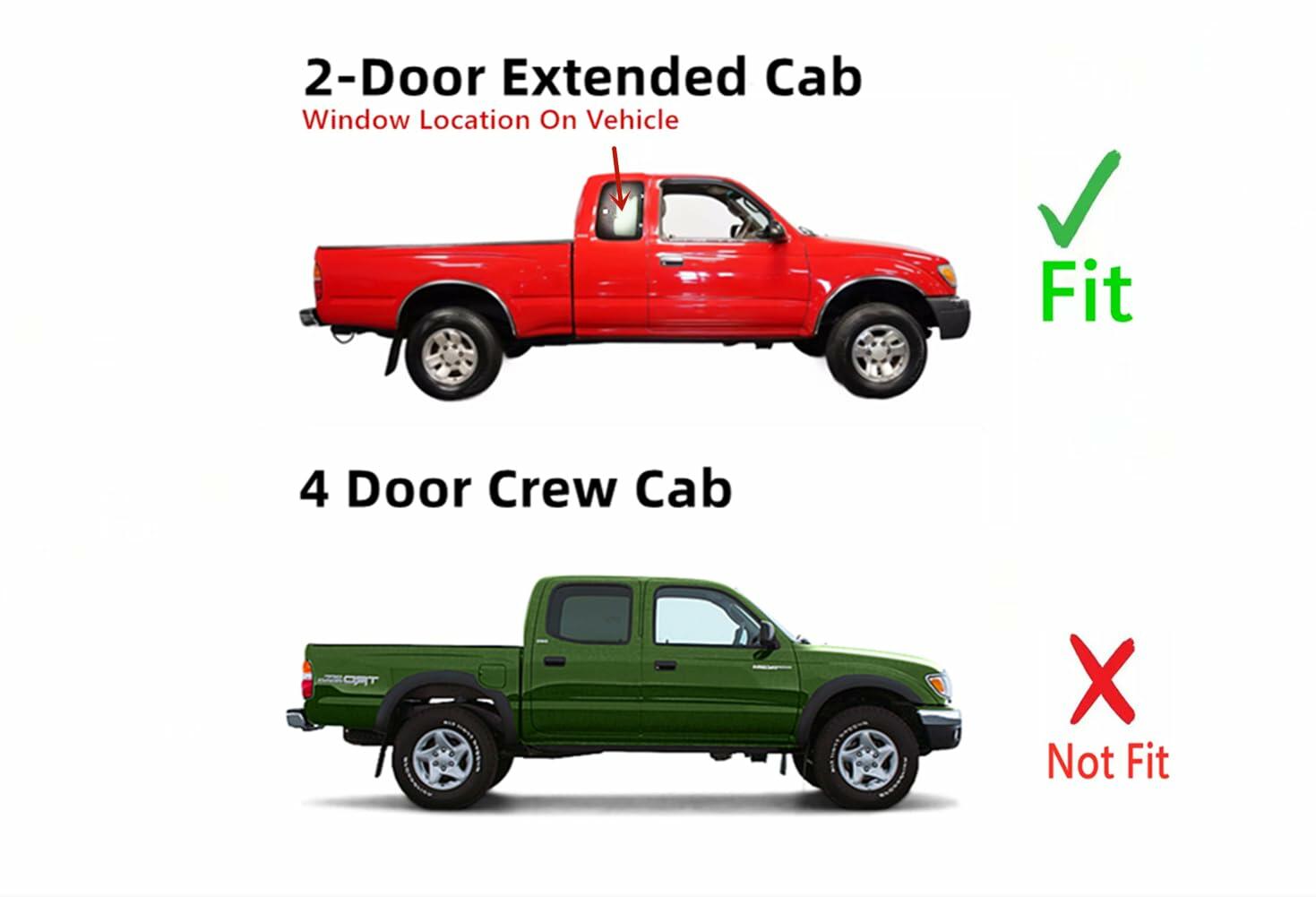 Passenger Right Side Quater Window Quarter Glass Compatible with Toyota Tacoma Pickup 2-Door Extended Cab 1995-2000 Models