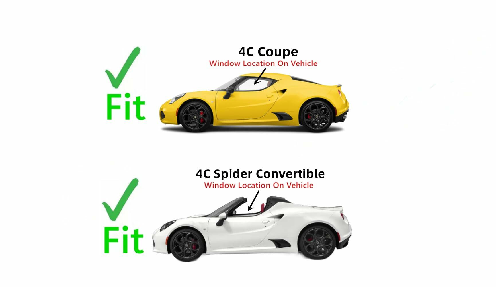 Driver Left Side Door Window Door Glass Compatible with Alfa Romeo 4C / 4C Spider 2015-2020 Models