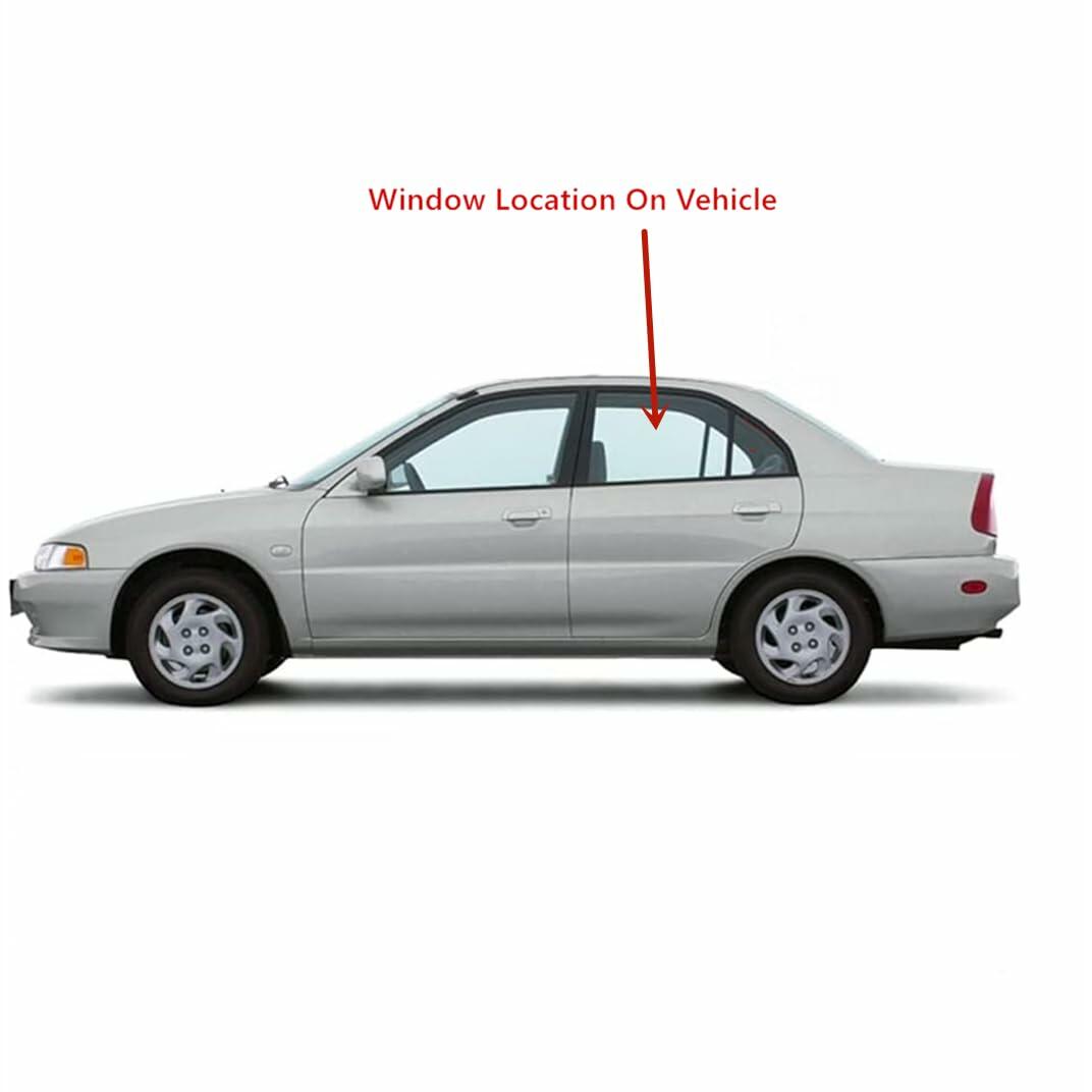Driver Left Side Rear Door Window Door Glass Compatible with Mitsubishi Mirage 4 Door Sedan 1997-2001 Models