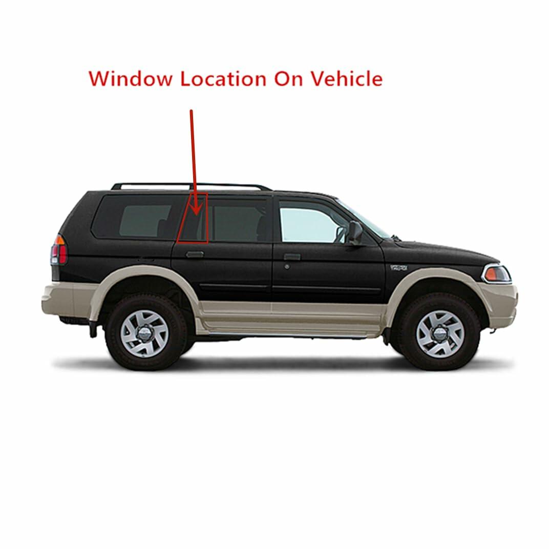 Passenger Right Side Rear Vent Window Vent Glass Compatible with Mitsubishi Montero Sport 1997-2007 Models