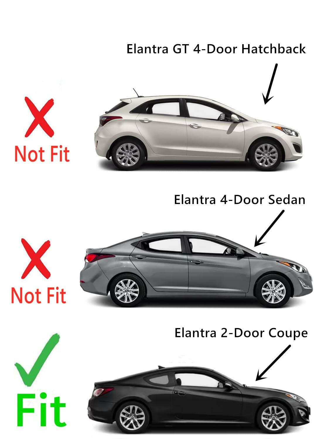 Passenger Right Side Door Window Door Glass Compatible with Hyundai Elantra 2 Door Coupe 2013-2016 Models