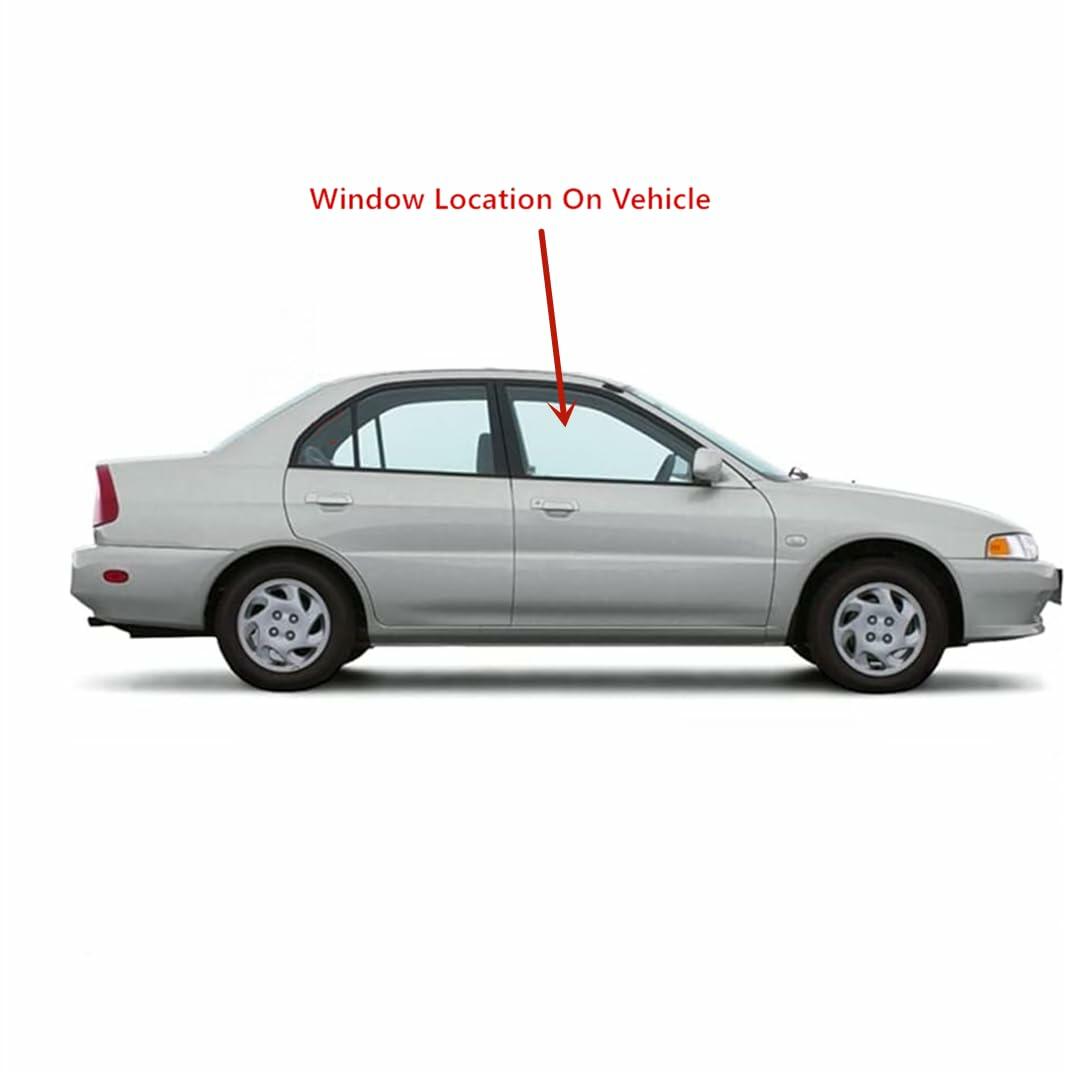 Passenger Right Side Front Door Window Door Glass Compatible with Mitsubishi Mirage 4 Door Sedan 1997-2001 Models
