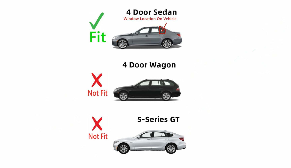 NAGD Vent Glass, Left Side, Rear Door, BMW 525i/530i 2004-2007, 545i 2004-2005, Tempered, Solar Controlled