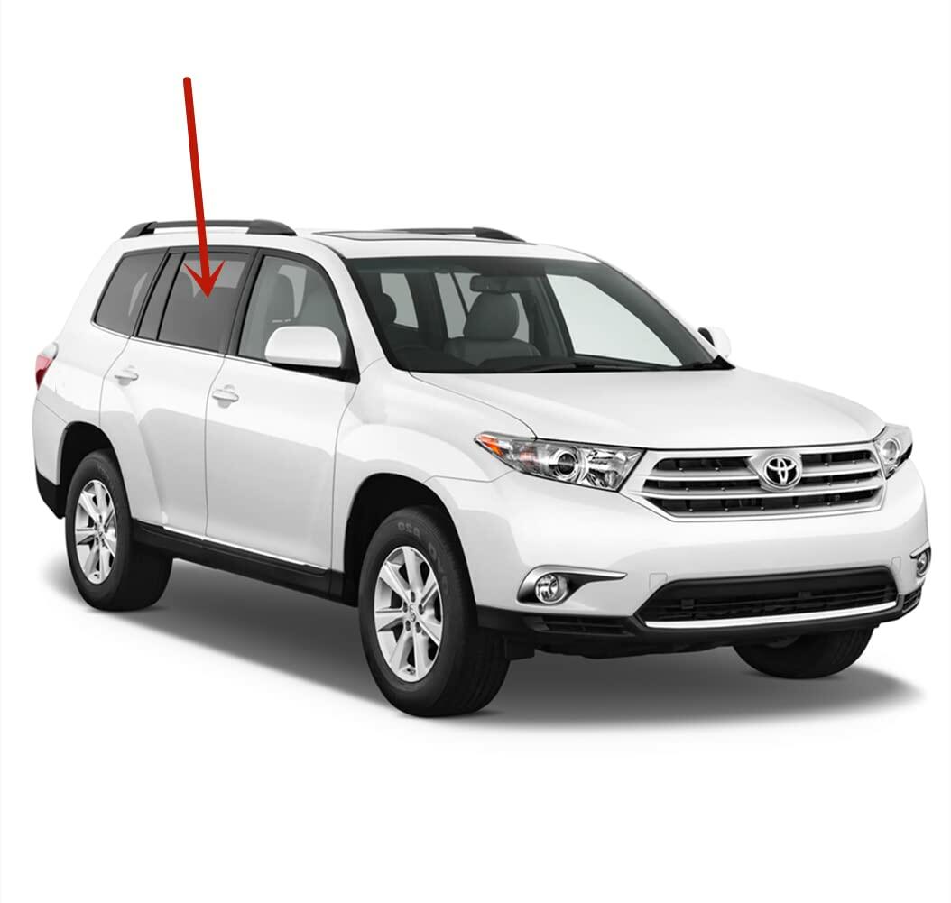 Passenger Right Side Rear Door Window Door Glass Compatible with Toyota Highlander 2008-2013 Models