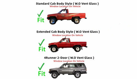 Driver Left Side Door Window Door Glass W/O Vent Style Compatible with Toyota Pickup 1984-1988 / 4Runner 1985-1989 Models