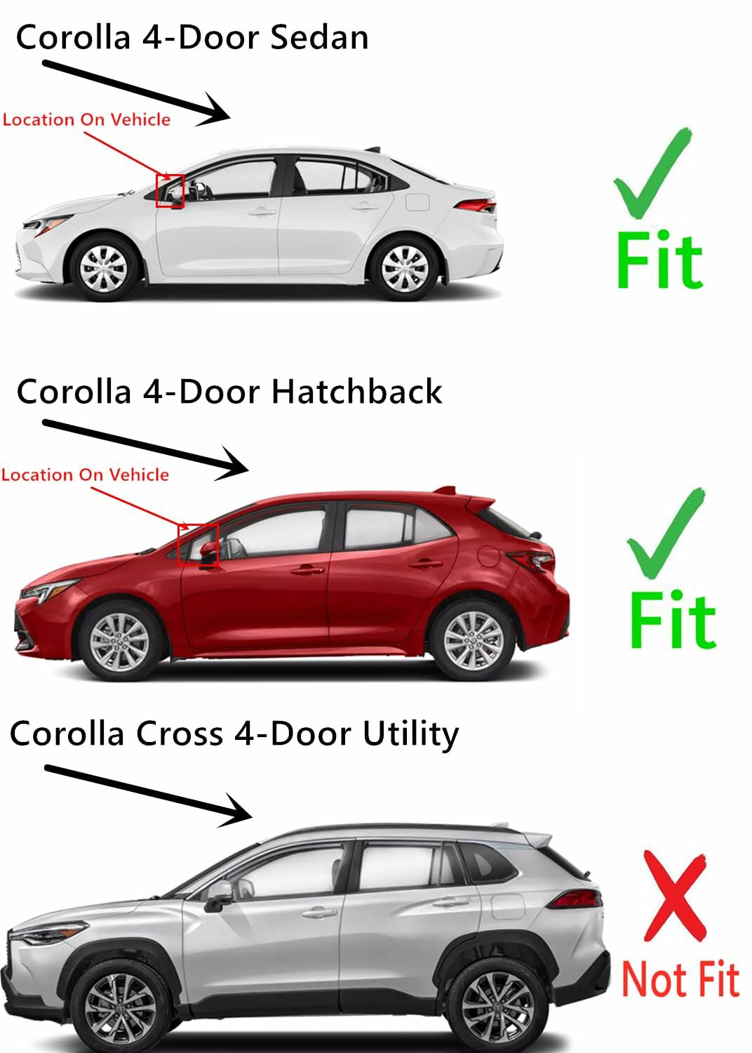 Driver Left Side Front Vent Window Vent Glass Compatible with Toyota Corolla 4 Door Hatchback 2019-2026 / Corolla 4 Door Sedan 2020-2026 Models