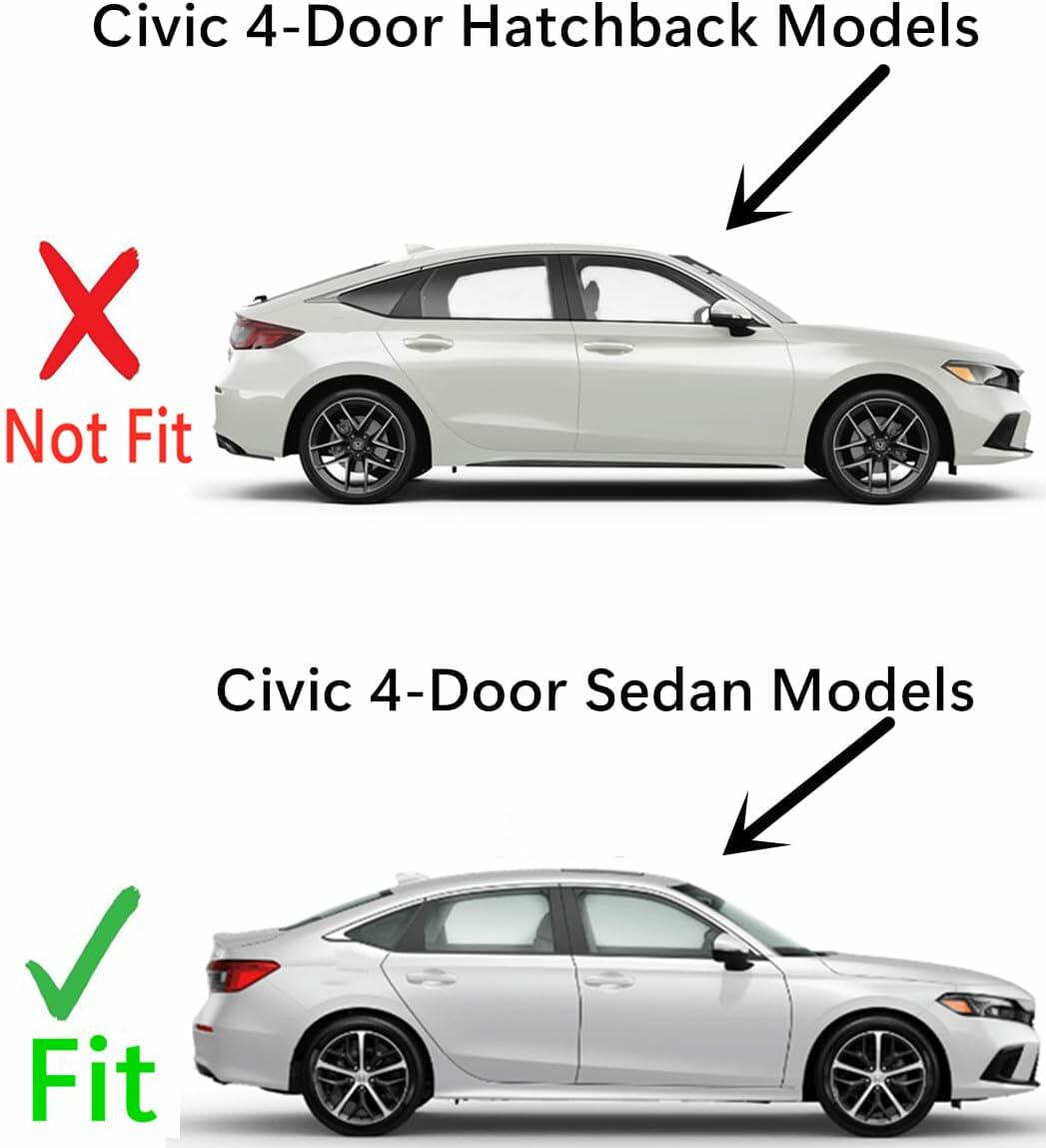 Tempered Chrome Molding Style Passenger Right Side Quarter Window Quarter Glass Compatible with Honda Civic 4-Door Sedan 2022-2026 Models