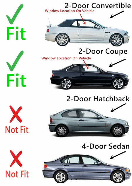 Passenger Right Side Door Window Door Glass Compatible with BMW 3 Series M3, 328i 328is 323i 323is 351i 325is 318i 318is 2 Door Coupe/Convertible 1995-1999 Models