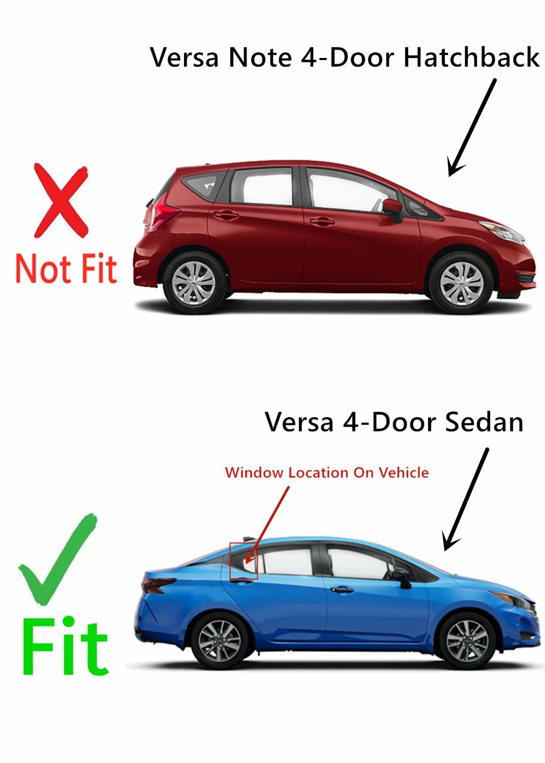 Passenger Right Side Rear Vent Glass Vent Window Compatible with Nissan Versa 4 Door Sedan 2012-2019 Models