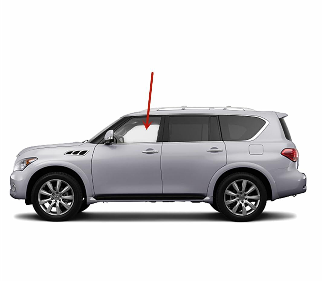 Tempered Driver Left Side Front Door Window Door Glass Compatible with Infiniti QX56 2011-2013 QX80 2014-2024 Nissan Armada 2017-2024 Models