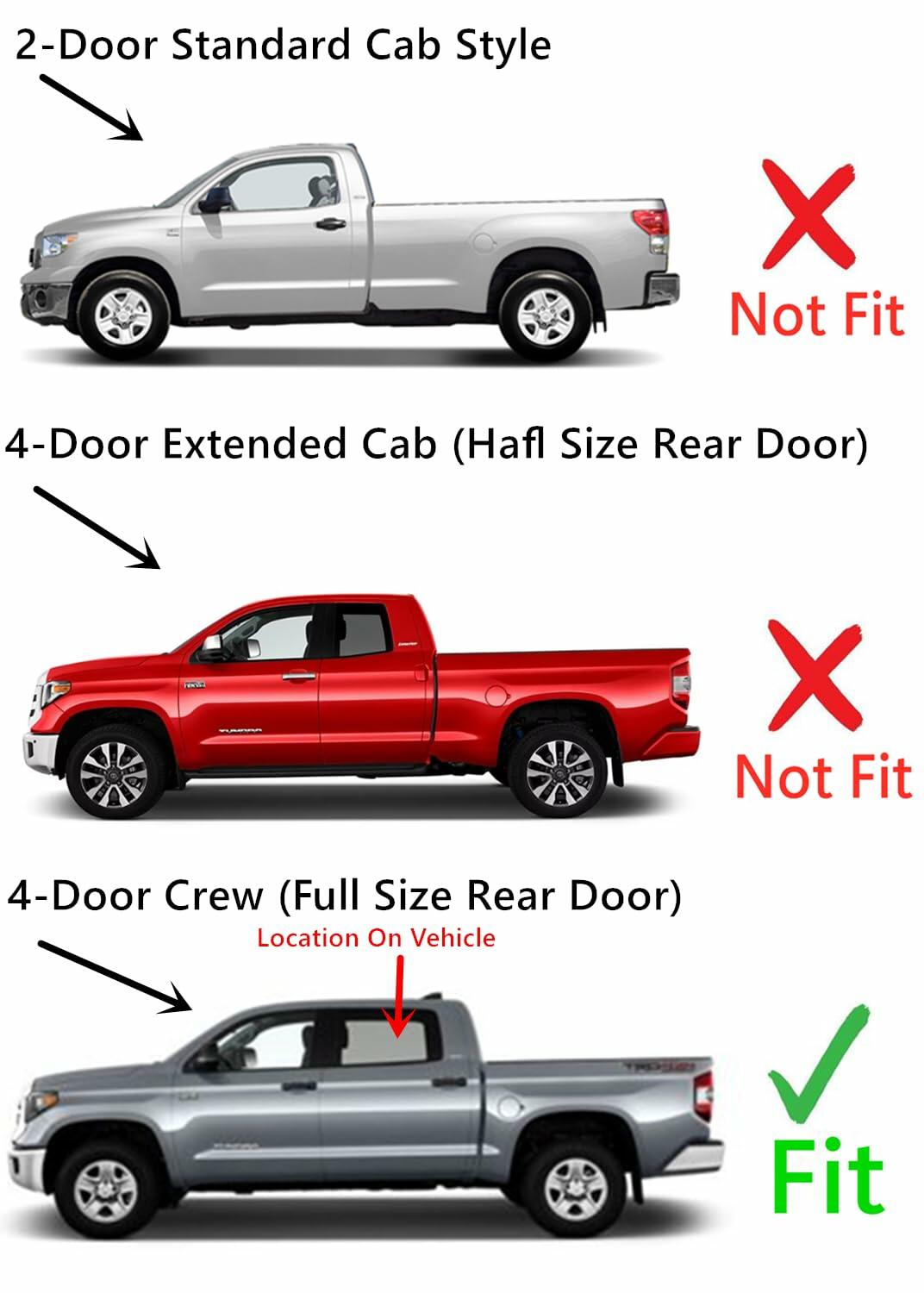Passenger Right Side Rear Door Window Door Glass Compatible with Toyota Tundra Pickup 4 Door Crew Cab 2007-2021 Models