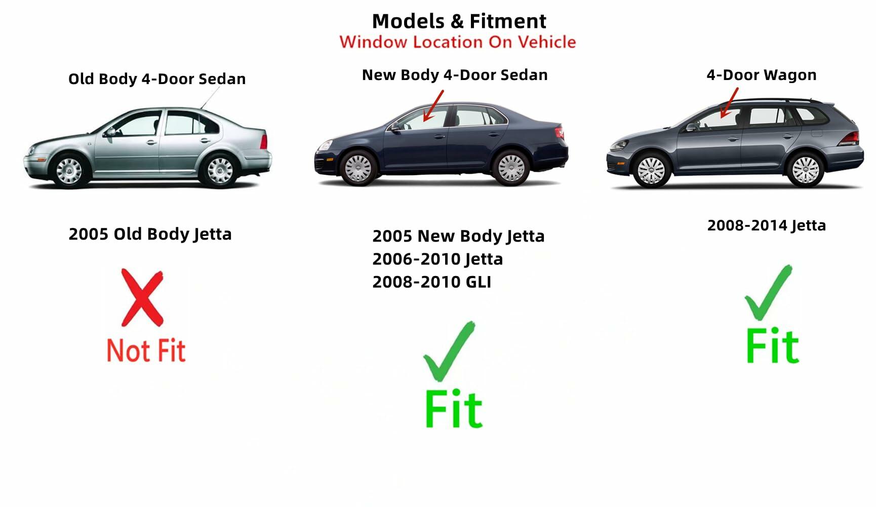 Driver Left Side Front Door Window Door Glass Compatible with Volkswagen Jetta 2006-2010 / Jetta (New) 2005 / GLI 2008-2010 4 Door Sedan Models / Jetta 4 Door Wagon 2008-2014 Models