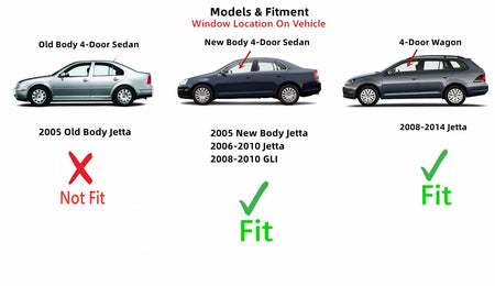 Driver Left Side Front Door Window Door Glass Compatible with Volkswagen Jetta 2006-2010 / Jetta (New) 2005 / GLI 2008-2010 4 Door Sedan Models / Jetta 4 Door Wagon 2008-2014 Models