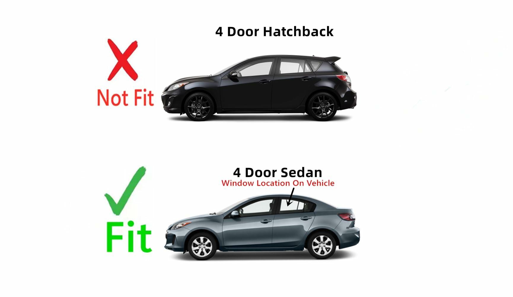 Driver Left Side Rear Door Window Door Glass Compatible with Mazda 3 4 Door Sedan 2010-2013 Models