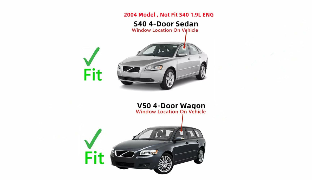 Driver Left Side Front Door Window Door Glass Compatible with Volvo S40 2.4L Eng & 2.5L Eng 2004 Models / S40 & V50 2005-2011 Models