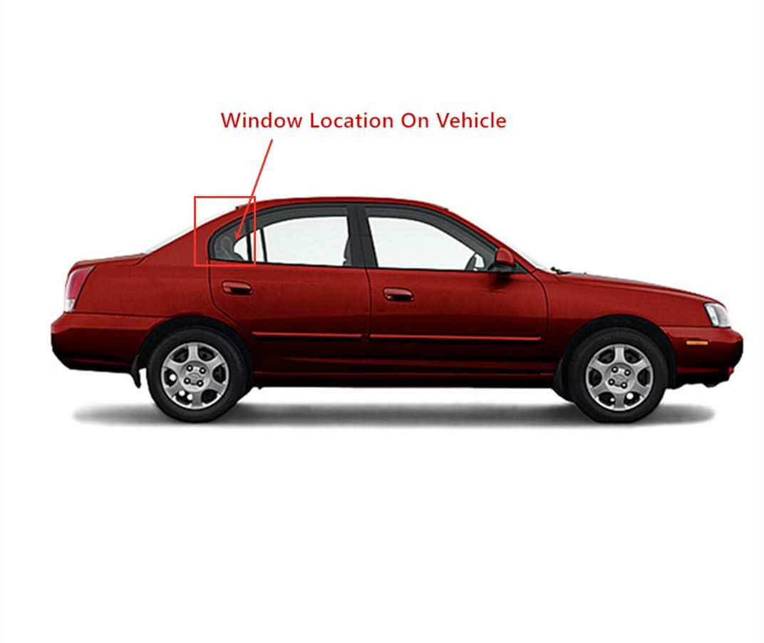 Passenger Right Side Rear Vent Window Vent Glass Compatible with Hyundai Elantra 4-Door Sedan 2001-2006 Models (Glass Only)