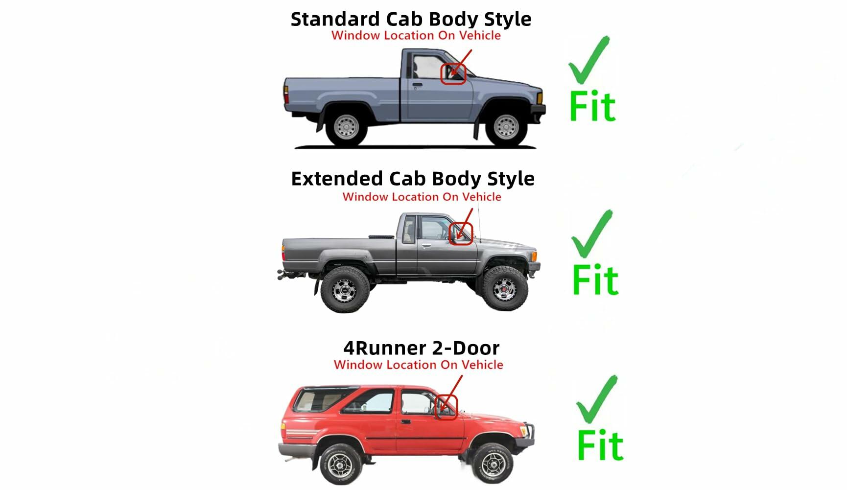 Passenger Right Side Front Vent Glass Compatible with Toyota Pickup 1984-1988 / 4Runner 1985-1989 Models