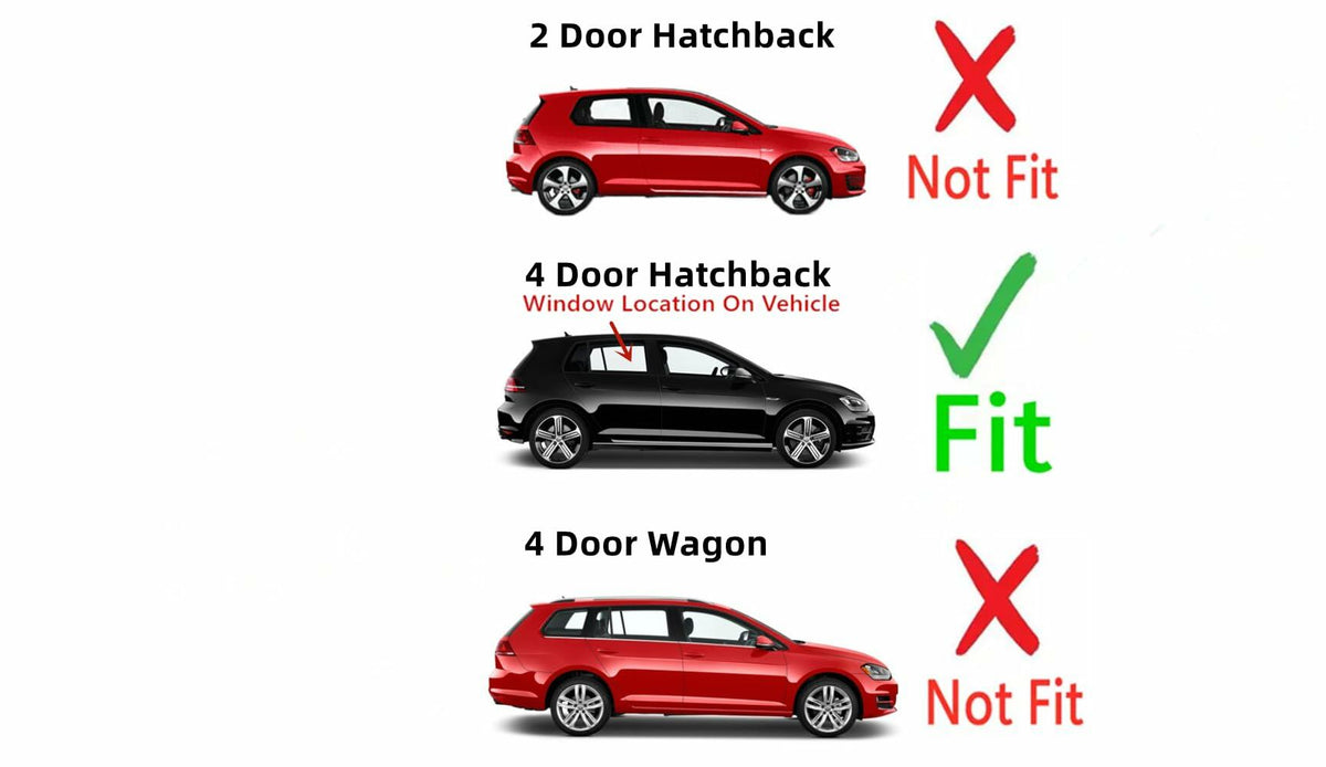 Passenger Right Side Rear Door Window Door Glass Compatible with Volkswagen Golf/Golf GTI/e-Golf 4 Door Hatchback 2015-2021 Models