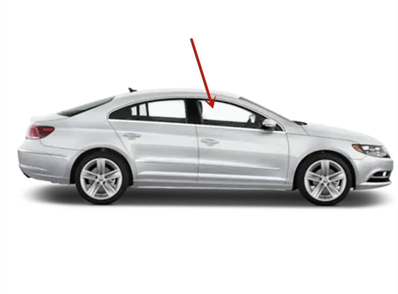 Tempered Passenger Right Side Front Door Window Door Glass Compatible with Volkswagen CC 2010-2017 Passat CC 2009 Models
