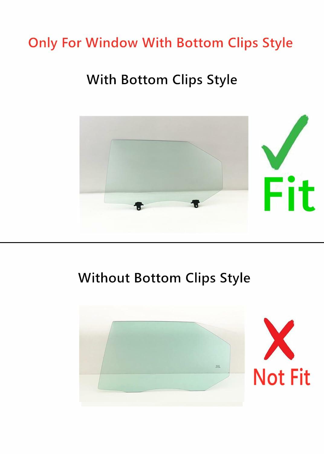 With Clips Style Driver Left Side Rear Door Window Door Glass Compatible with Kia Forte 4-Door Hatchback 2011-2013 Models