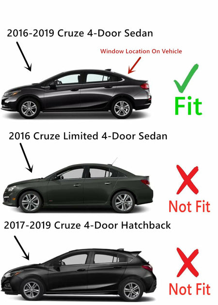 Heated Back Window Back Glass Compatible with Chevrolet Cruze 2016-2019 4-Door Sedan Models (Not For Cruze Limited or Hatchback)