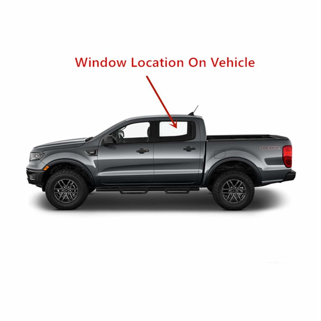 Clear Tempered Driver Left Side Rear Door Window Glass Compatible with Ford Ranger Pickup 4-Door Crew Cab 2019-2023 Models