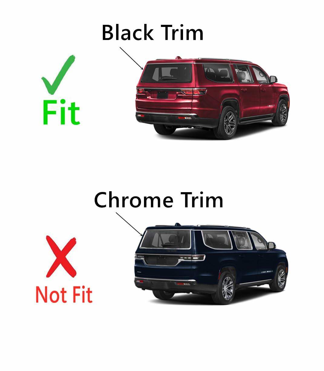 Black Trim Heated Rear Back Tailgate Liftgate Window Glass Compatible with Jeep Wagoneer / Wagoneer L / Grand Wagoneer / Grand Wagoneer L 2022-2026 Models