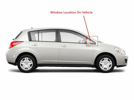 Black Moulding Style Tempered Passenger Right Side Front Vent Window Vent Glass Compatible with Nissan Versa 4-Door Hatchback 2007-2013 Models