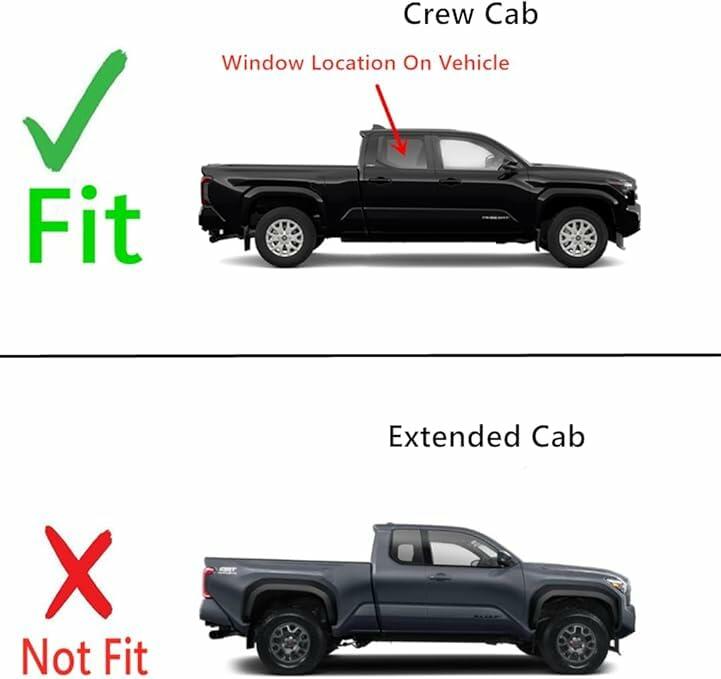 Tempered Passenger Right Side Rear Door Window Glass Compatible with Toyota Tacoma 4 Door Crew Cab Pickup 2024-2026 Models