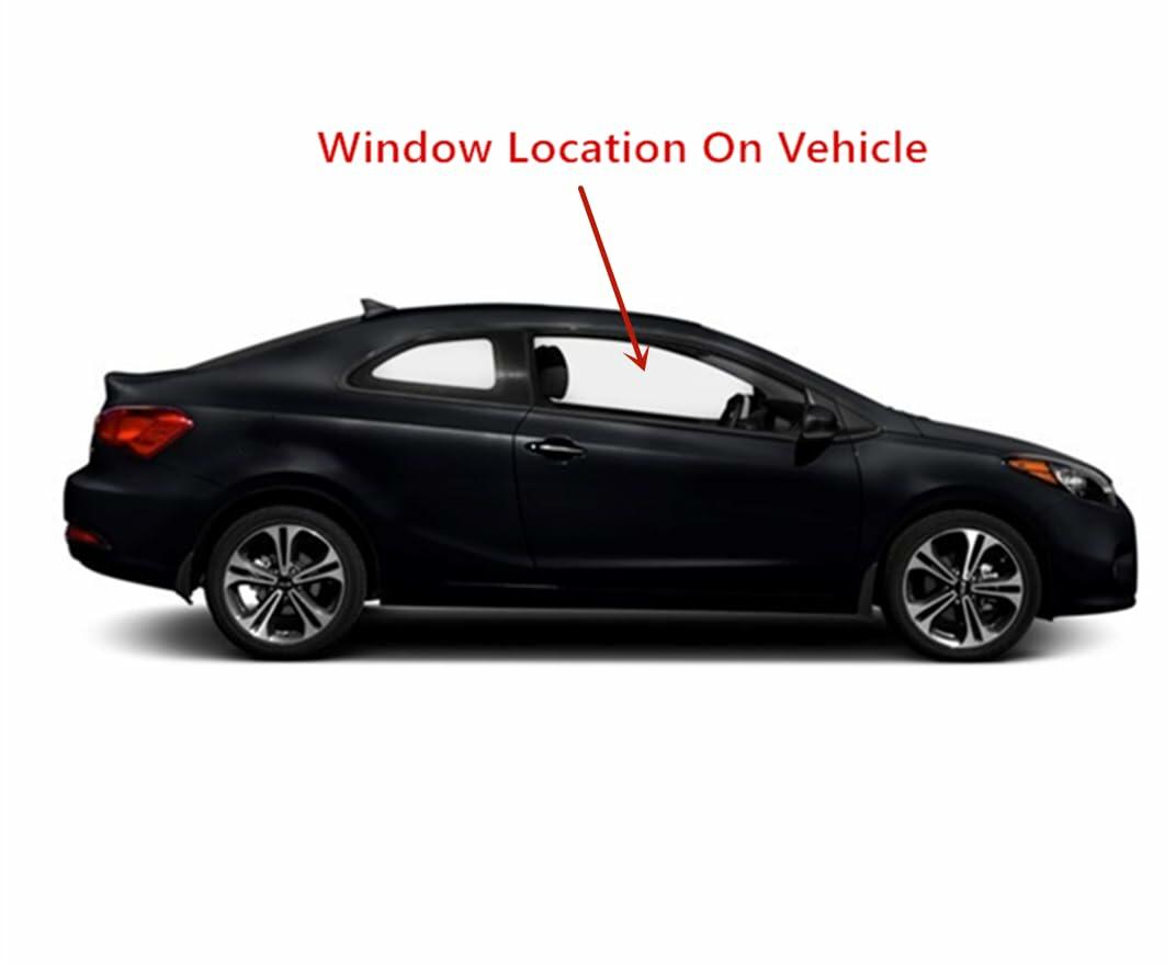 Tempered Passenger Right Side Door Window Door Glass Compatible with Kia Forte Koup 2-Door Coupe 2014-2017 Models