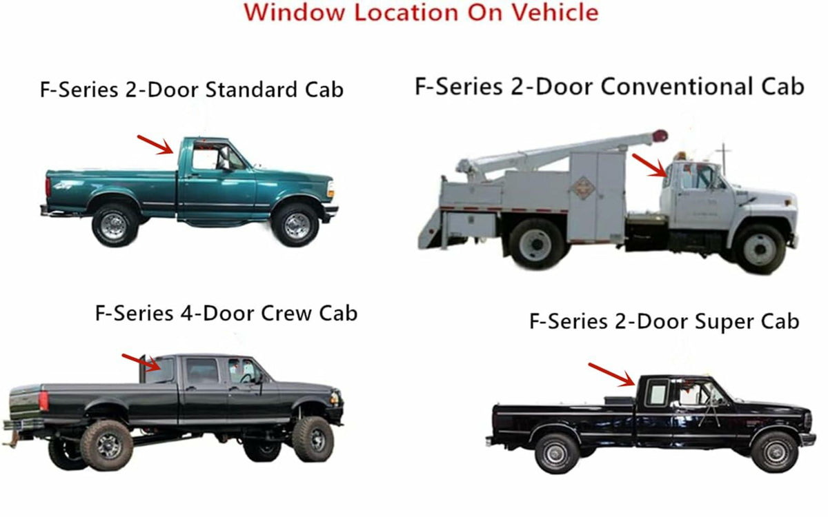 Rear Sliding Window Glass 3 Panel Back Slider (Gasket Not Included) Compatible with Ford F-Series Pickup Super Duty F100 F150 F250 F250HD F350 F600 F700 F800 1973-1996 Models