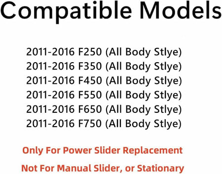 Heated With Motor Included Power Slider Style Back Window Back Glass Compatible with Ford F250 F350 F450 F550 F650 F750 Pickup 2011-2016 Models