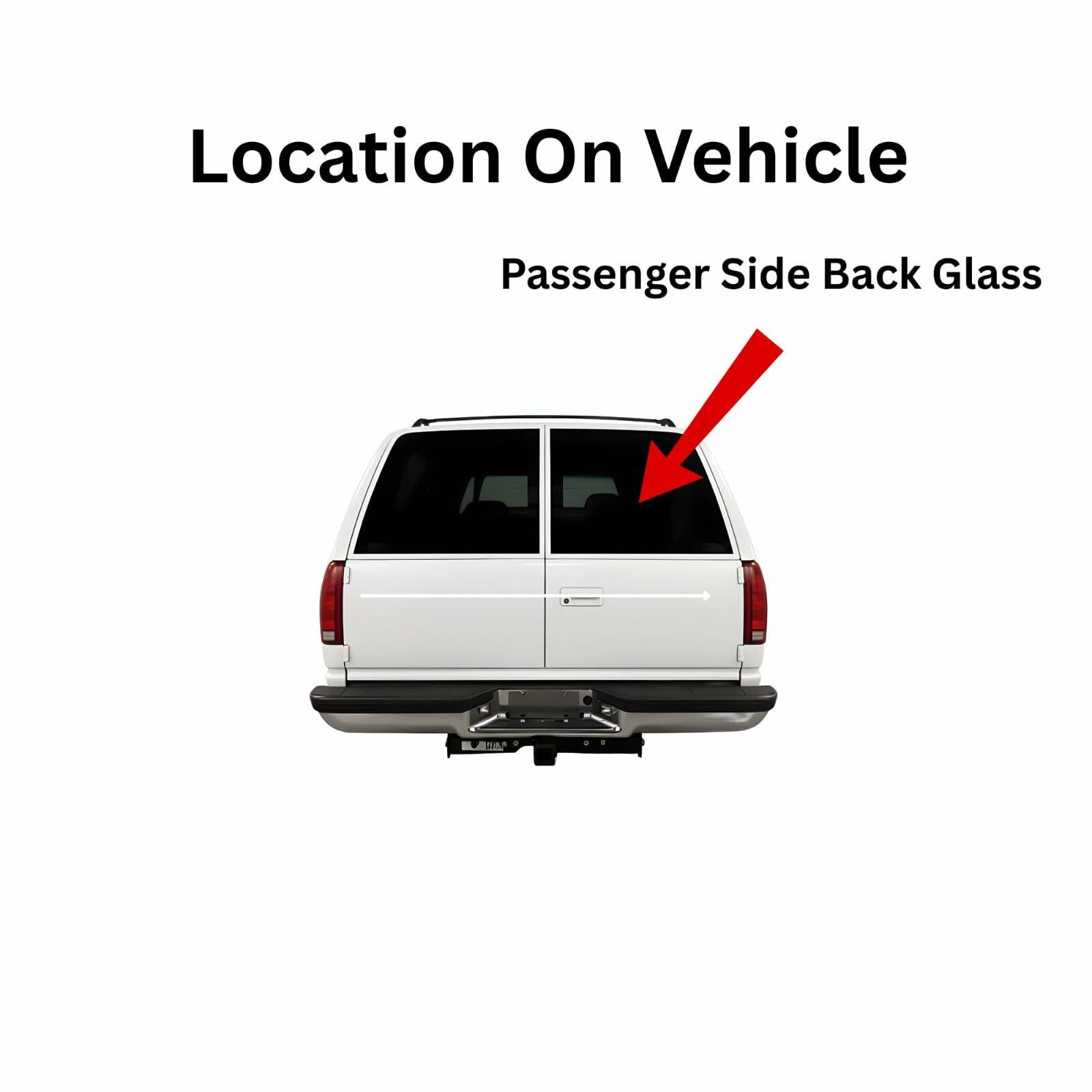Heated Back Window Glass Passenger Right Side Compatible With GMC / Chevrolet Suburban Tahoe Yukon 1993-1999 & Tahoe Limited / Tahoe Z71 / Yukon Denali / Cadillac Escalade 2000 Models