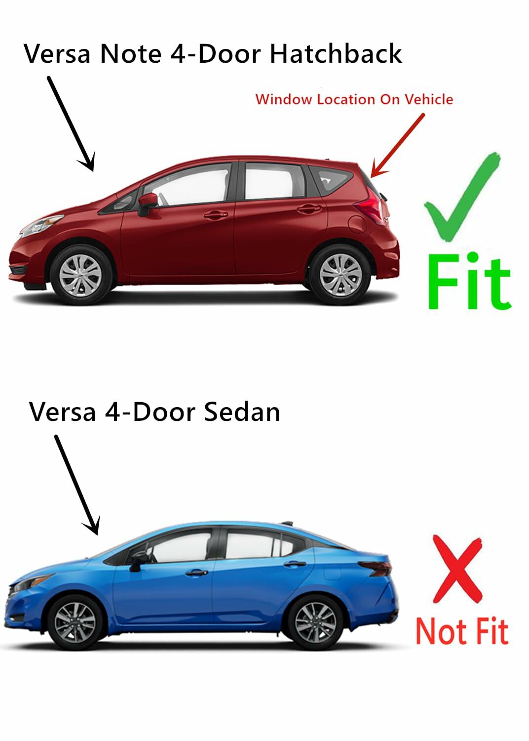 Heated Rear Back Window Back Glass Compatible with Nissan Versa Note 2014-2019 Models