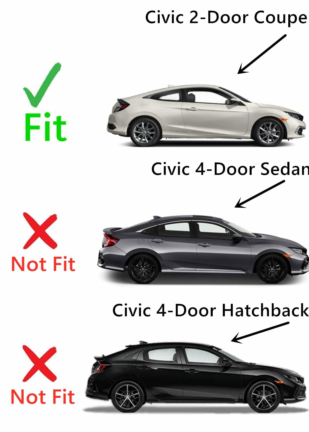 Tempered Passenger Right Side Quarter Window Quarter Glass Compatible With Honda Civic 2-Door Coupe 2016-2021 Models (Not For 4-Door Models)