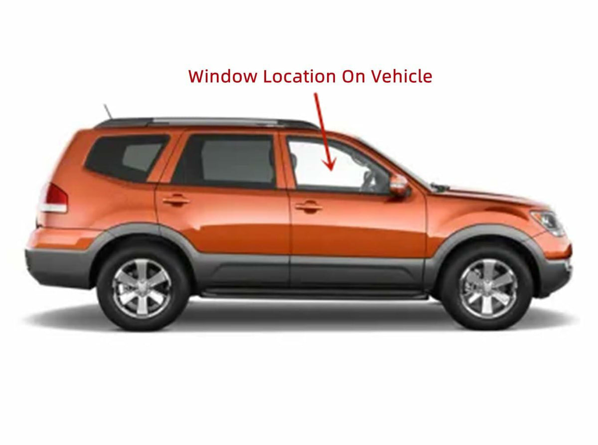Tempered Passenger Right Side Front Door Window Glass Compatible with Kia Borrego 2009-2011 Models